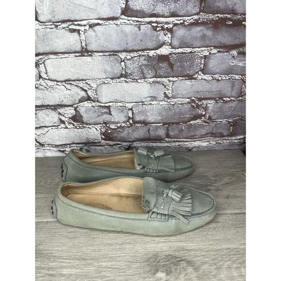 Tods Grey Solid Fringe Leather Kiltie Tassel Driving Loafers Women 41EU/10.5M US - Picture 11 of 16
